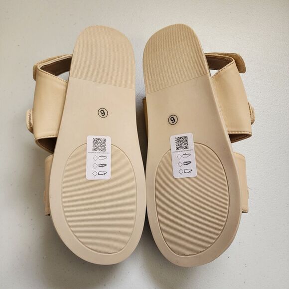 Asos Design Sandals Womens 8 Beige Sporty Straps Grandmacore Open Toe Flaw - Picture 8 of 8